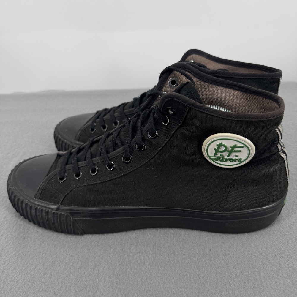 PF Flyers Mens 10.5 High Top Shoes For Crews Black Slip Resistant Work Sneakers